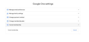 cancel google on account - cancel subscription